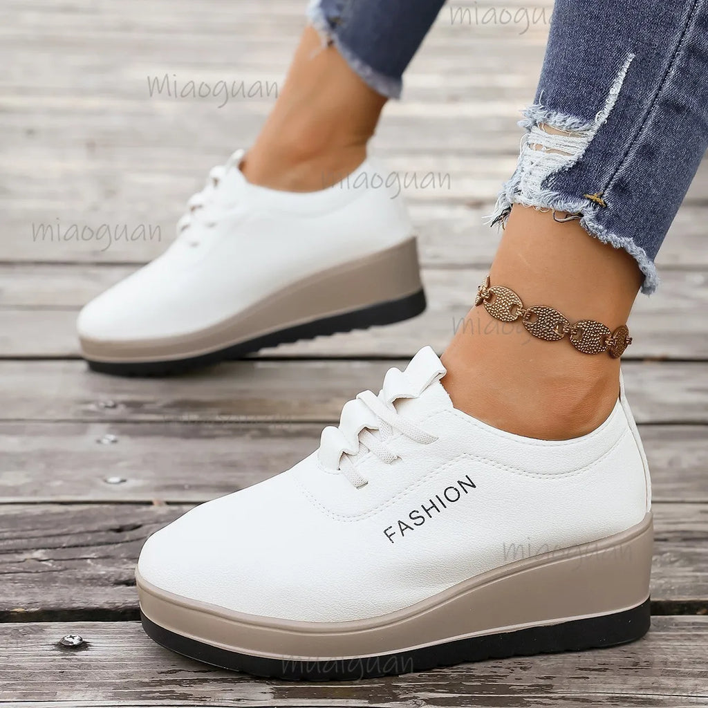 Women's Wedge Platform Sneakers – Height Increasing Lace-Up Wedge Sneakers Axl
