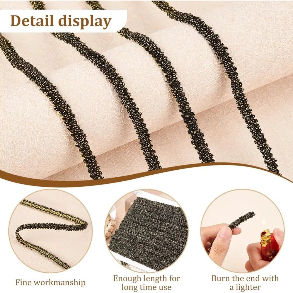 Black Centipede Ribbon 25M | 7.5mm Polyester Trim for Sewing Decorative Trim Ribbon Axl