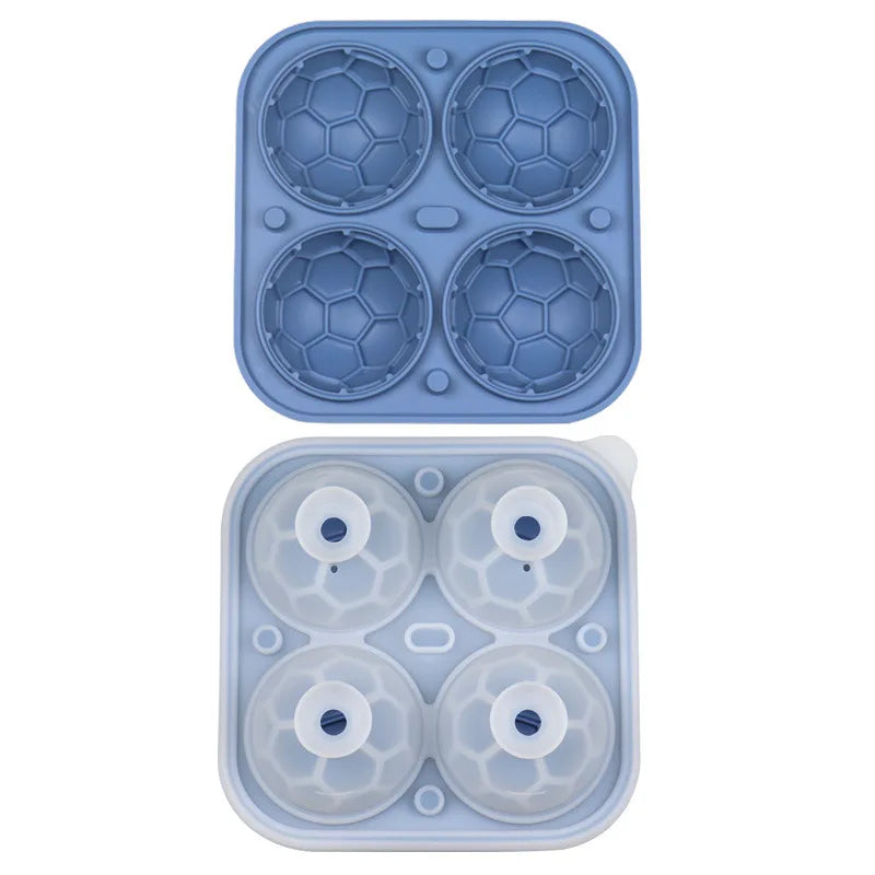 Football Ice Cube Mold – 4-Grid Silicone Tray with Lid | KEMORELA Silicone Ice Cube Mold Axl Blue