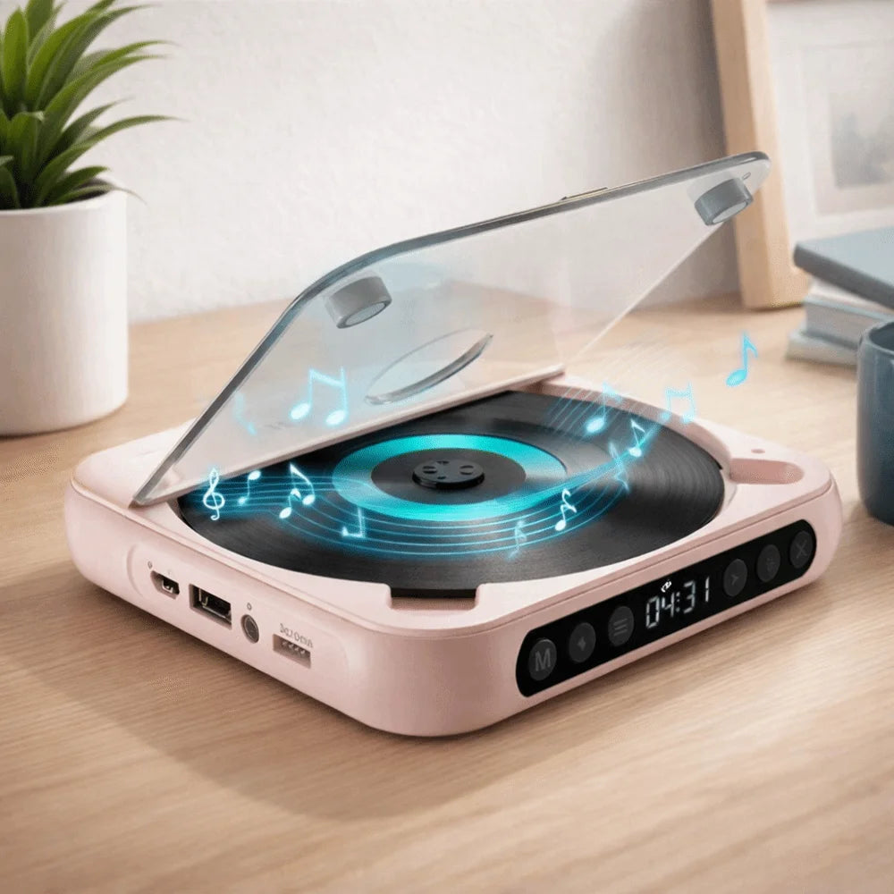 Portable Bluetooth CD Player – FM Radio, LED Display & A-B Repeat Portable CD Player Axl