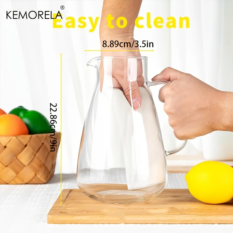 KEMORELA 2L Glass Pitcher with Lid | Hot & Cold Drinks Glass Pitcher Axl