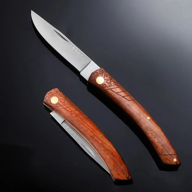 PLYS Folding Fruit Knife – Stainless Steel & Wood Handle Folding Fruit Knife Axl style B(2pcs)