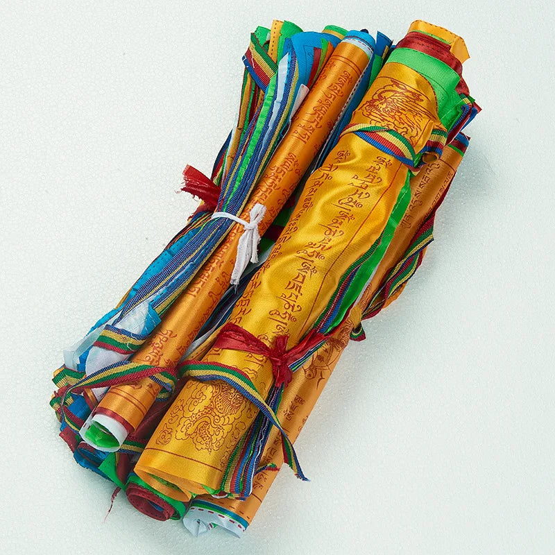 Tibetan Buddhist Lung Ta Prayer Flags – Colour Print Silk Banner Decorative Prayer Flags Axl