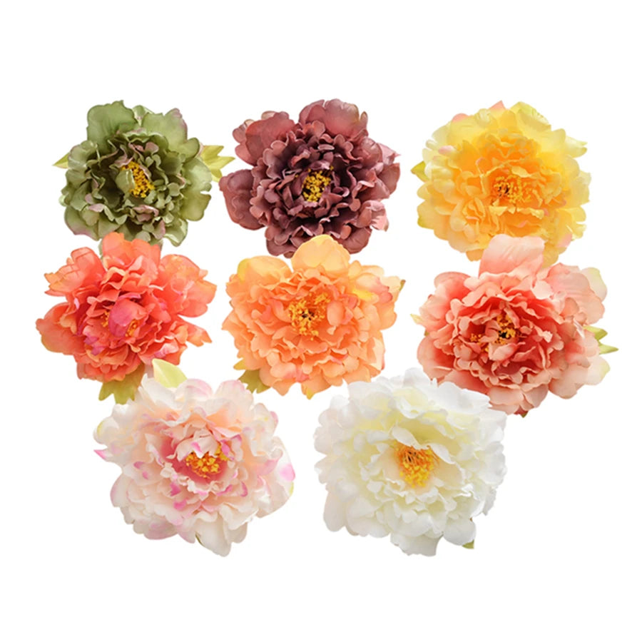10 Pcs Silk Artificial Peony Flower Heads – Wedding & Home Decor Artificial Flower Heads Axl MULTI 10 Pieces