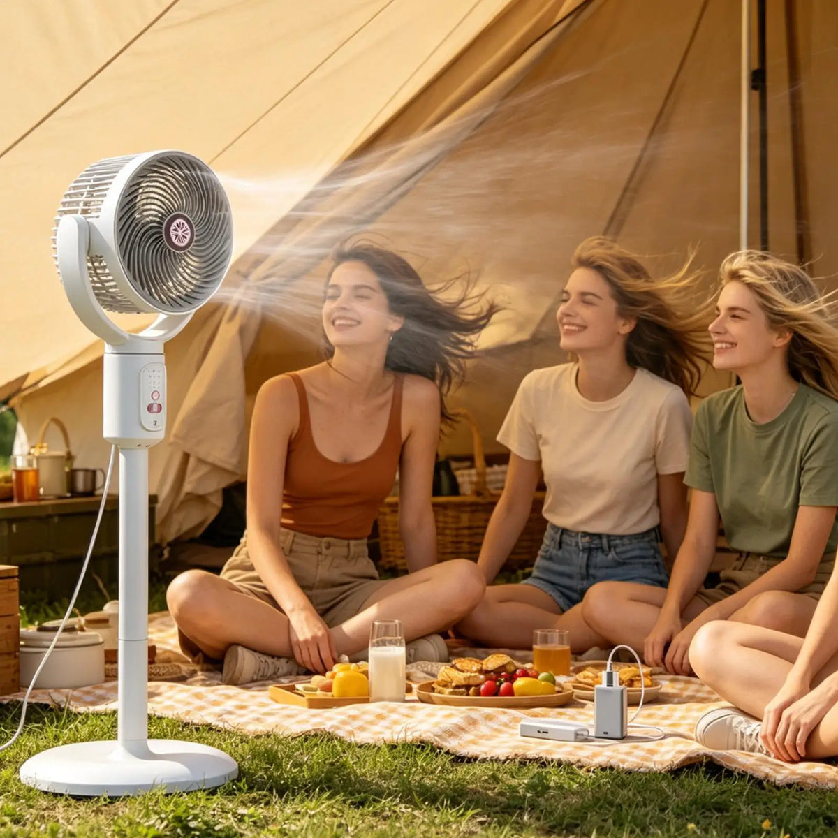 Oscillating Tower Fan 5-Speed Type-C Rechargeable Adjustable Height Oscillating Tower Fan Axl