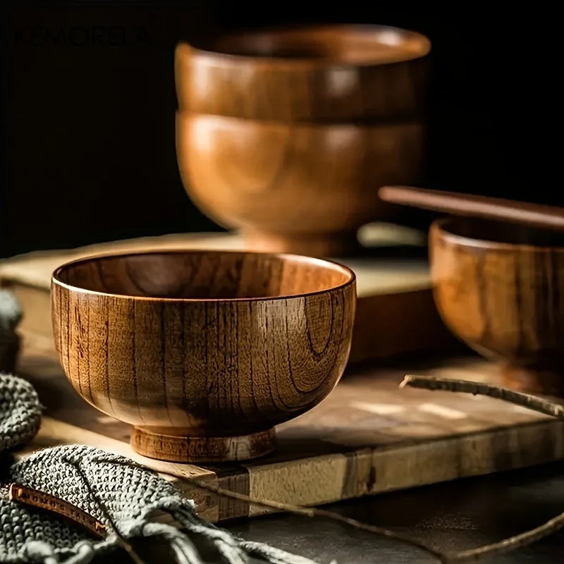 KEMORELA Natural Wooden Bowl – Salad, Rice & Fruit Serving Wooden Serving Bowl Axl