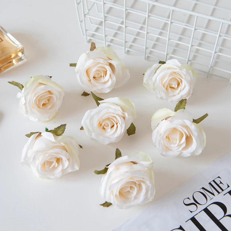 Artificial Silk Rose Flower Heads – 15 or 30 Pcs Wedding Décor Artificial Silk Flowers Axl WHITE 15 pcs
