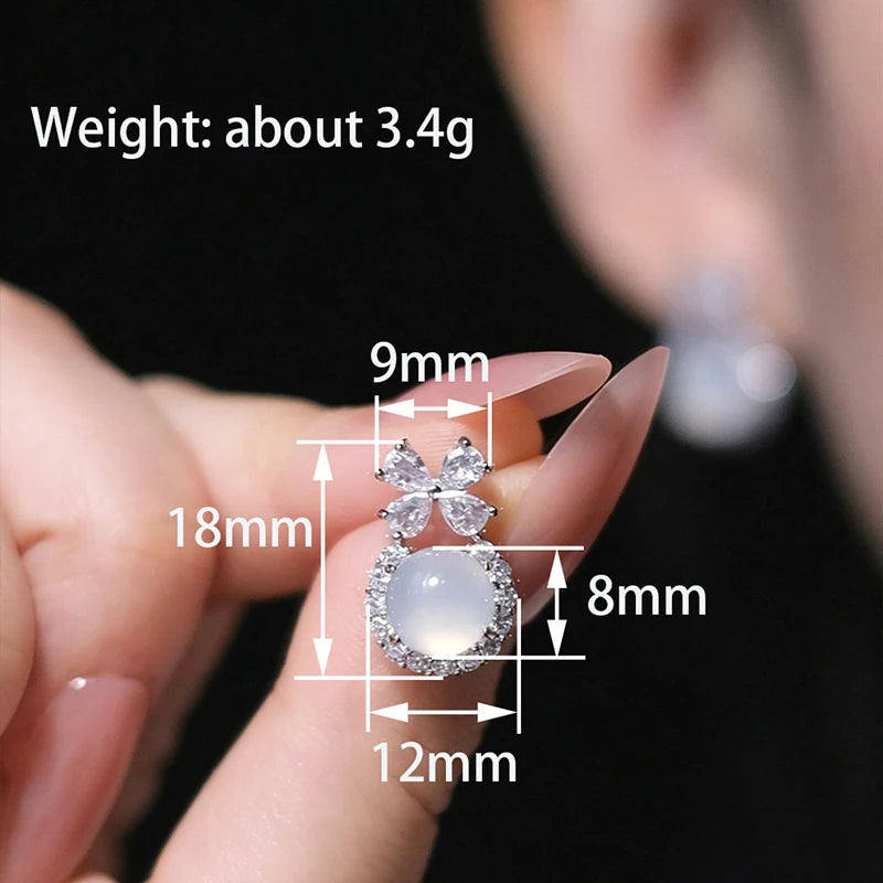 Huitan Bow Opal & CZ Stud Earrings – Women's Fashion Jewelry Stud Earrings Axl