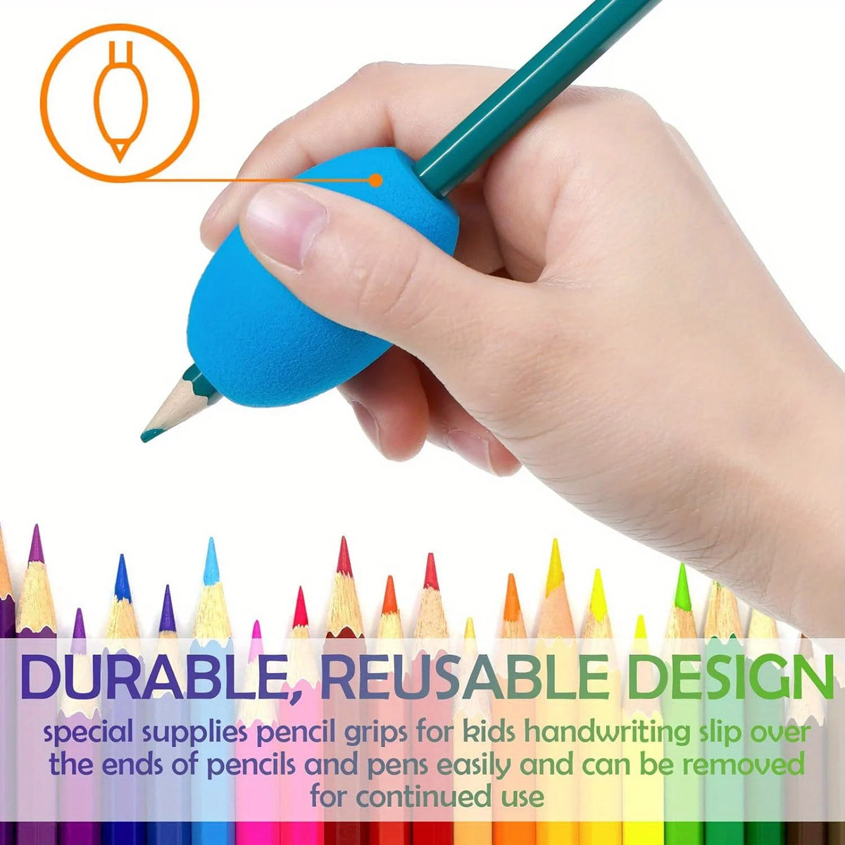 Soft Foam Pen Grip Holders – Non-Slip Ergonomic 6 & 12 Pack Pen Grip Holder Axl