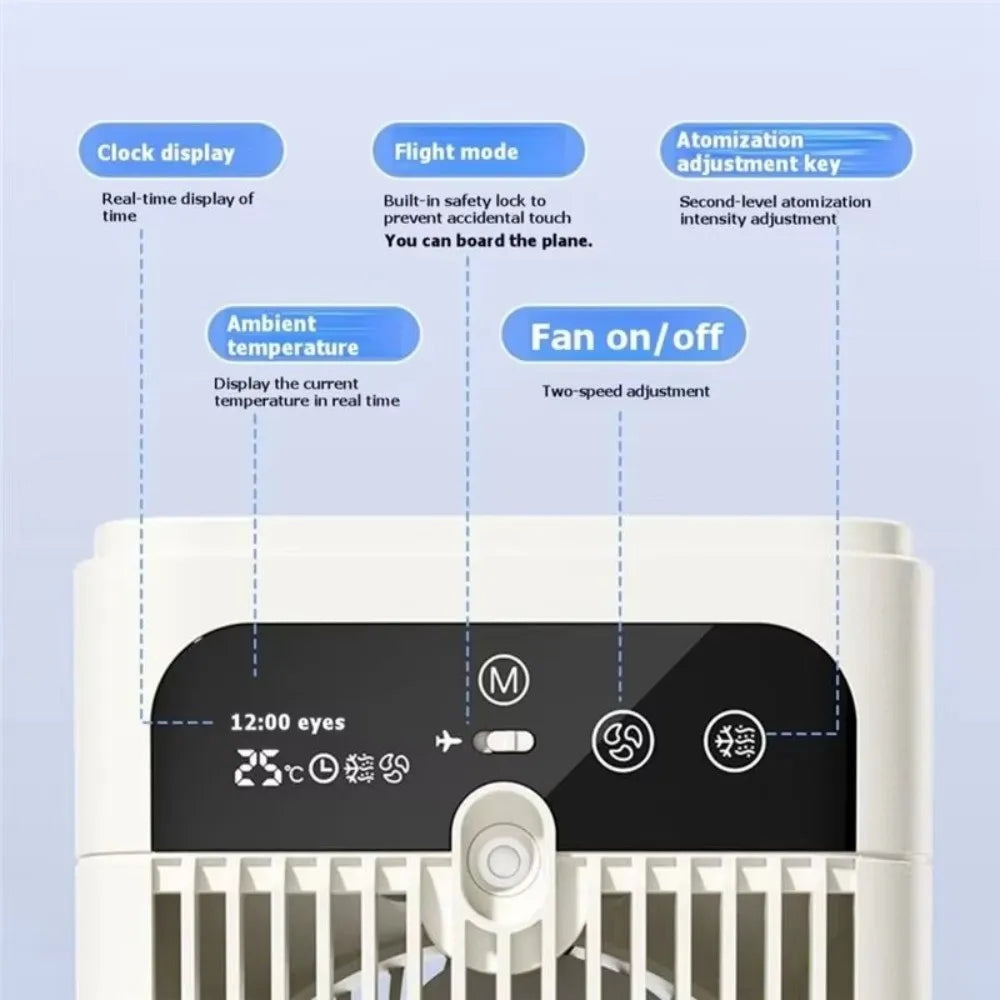 Desktop Humidifying Fan – Digital Display, Timer & Clock 370ml Desktop Humidifying Fan Axl