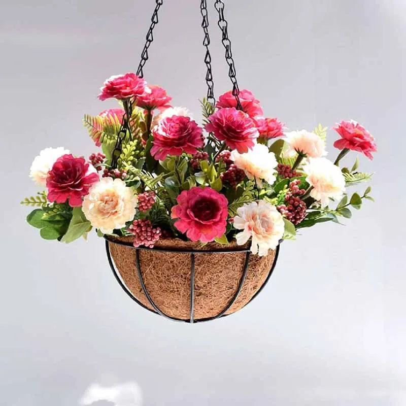 8/10 Inch Metal Hanging Basket with Coconut Liner | Garden Planter Hanging Garden Planter Axl