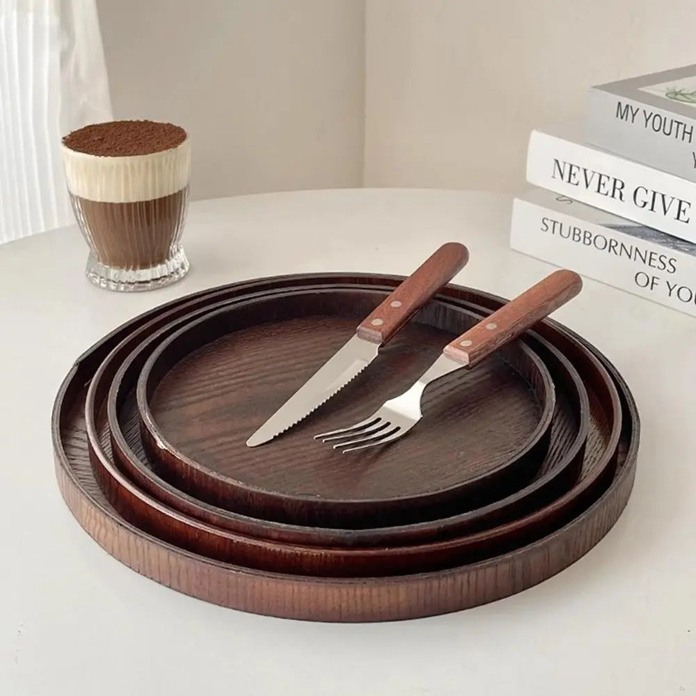 Round Wooden Serving Tray | 5 Sizes | Coffee & Breakfast Tray Wooden Serving Tray Axl