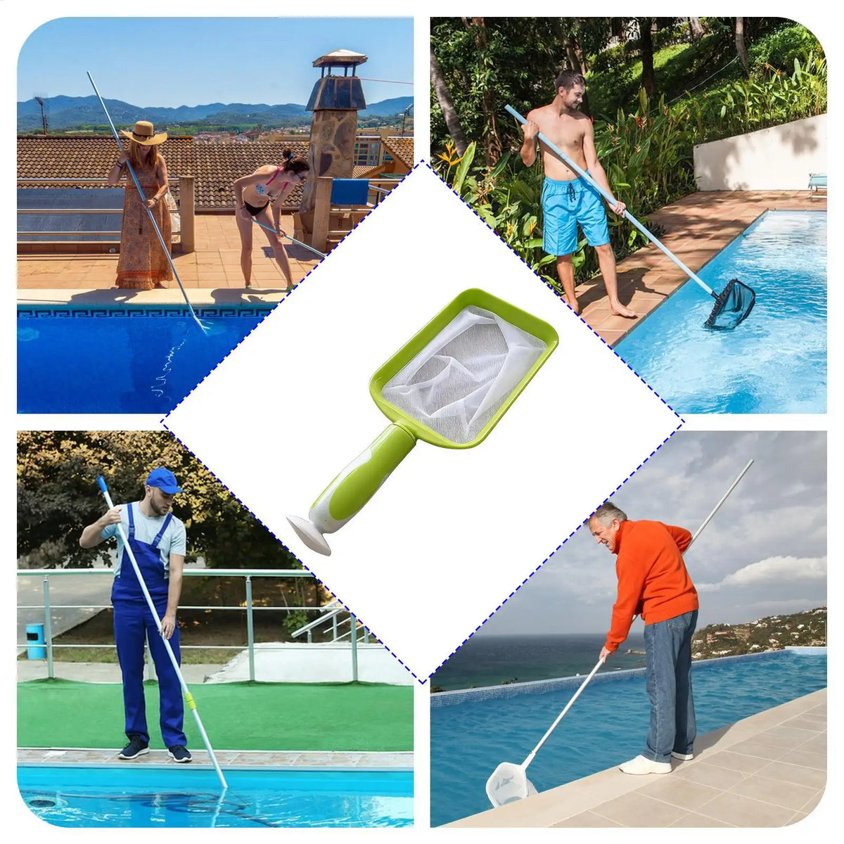 Pool Skimmer Net Fine Mesh Rake with Detachable Handle Pool Skimmer Net Axl