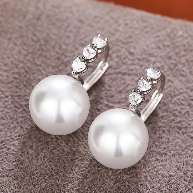 Huitan Bridal Drop Earrings – Simulated Pearl & Zirconia Bridal Drop Earrings Axl