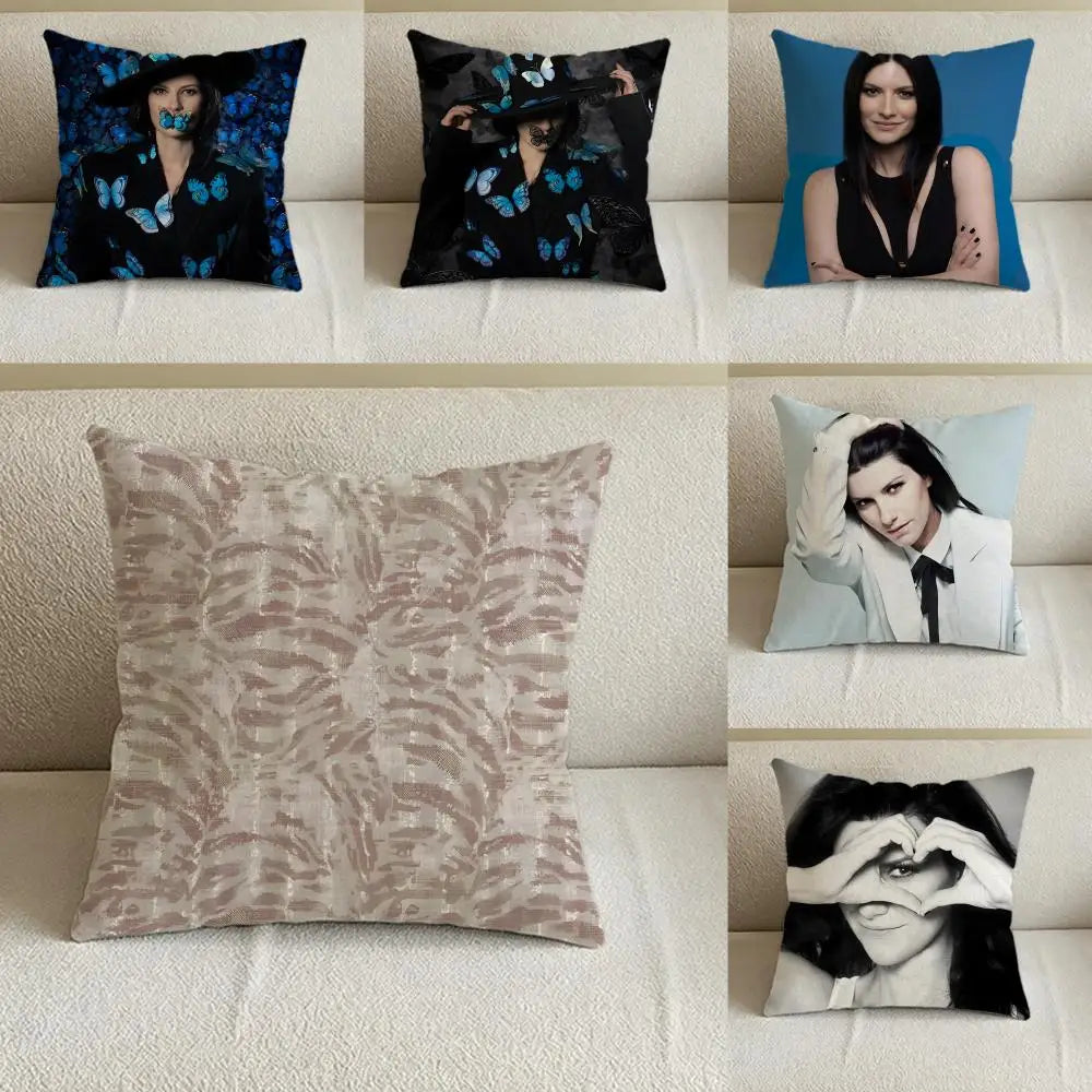 Laura Pausini Linen Cushion Cover | Sofa, Bed & Chair Decor Decorative Cushion Cover Axl