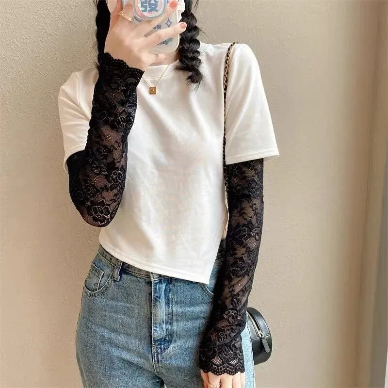 Lace Mesh Sun Protection Arm Sleeves for Women | UV Cover Sun Protection Sleeves Axl