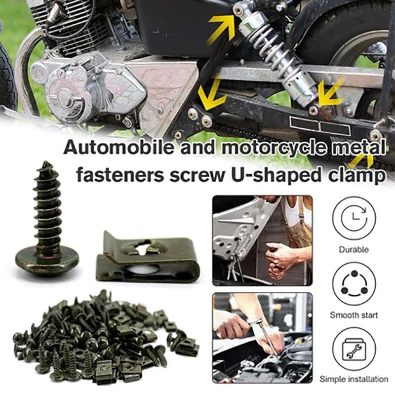 M4 M5 Self-Tapping Screws & U-Type Clip Kit | 100–200 Pcs Fastener Clip Kit Axl