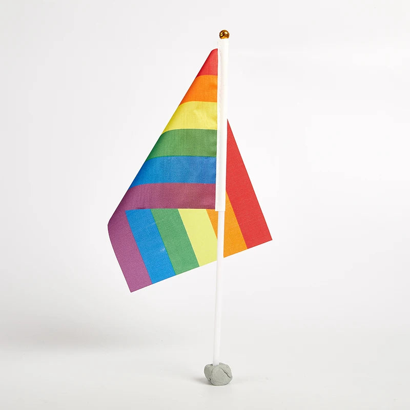 10-Pack Mini Rainbow Pride Flags with Poles – 14×21cm Mini Pride Flags Axl