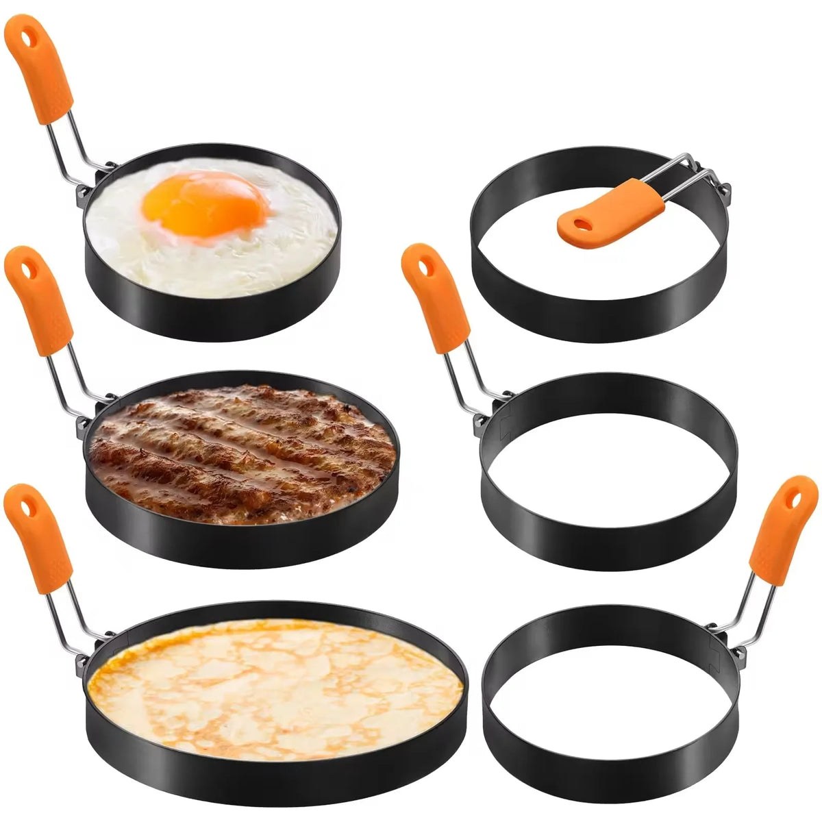 Stainless Steel Egg Ring & Pancake Mold with Silicone Handle Egg Ring Mold Axl