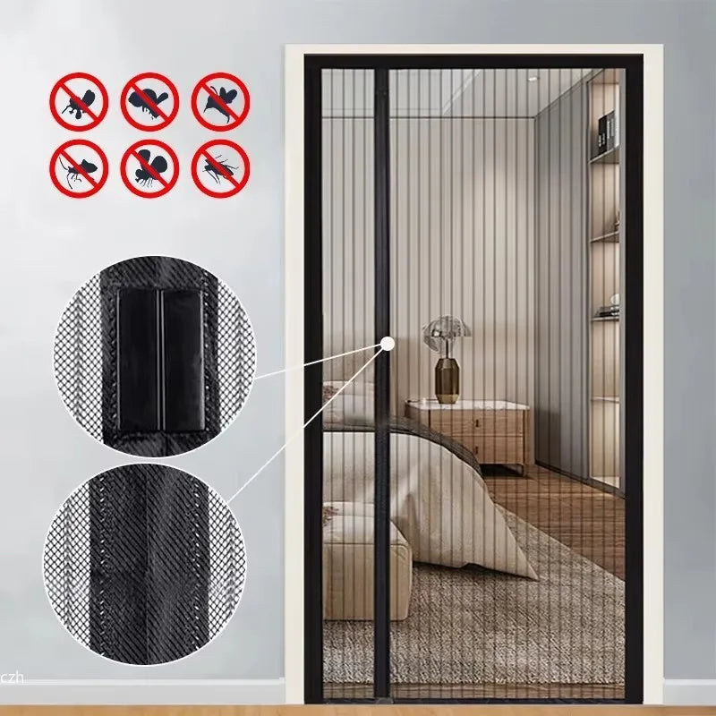 Magnetic Auto-Close Door Mesh Screen – Bug & Fly Barrier Insect Screen Curtain Axl