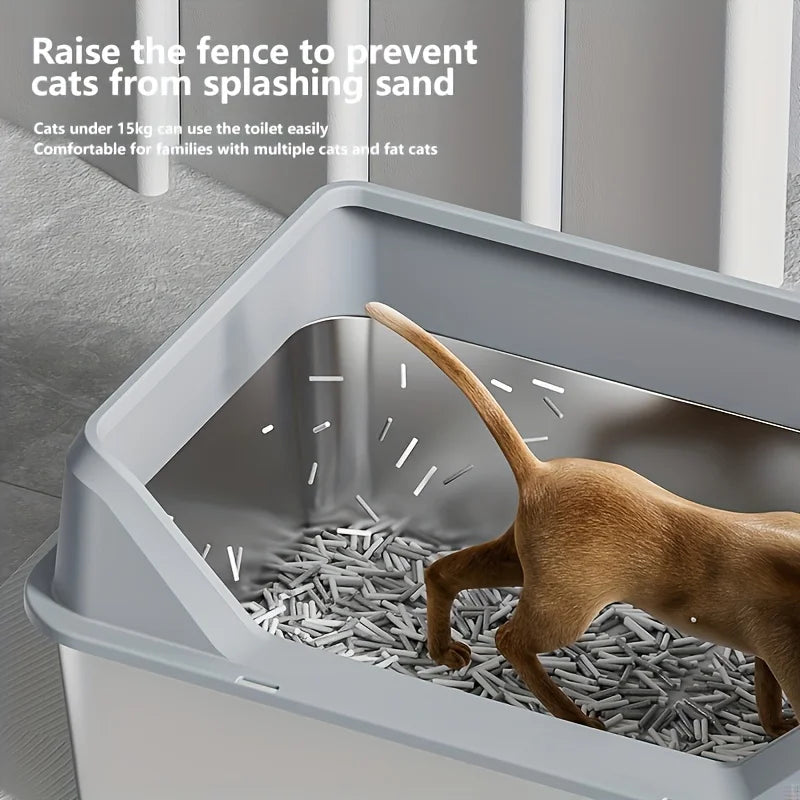 KEMORELA XL Stainless Steel Cat Litter Box with Lid & Scoop Cat Litter Box Axl