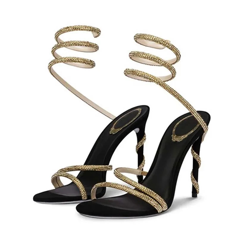 Women's Crystal Ankle Strap High Heel Sandals – Open Toe High Heel Sandals Axl