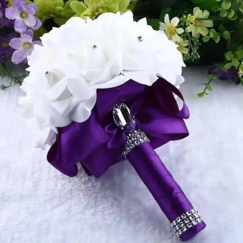 Crystal Rose Pearl Bridal Bouquet – Silk Artificial Wedding Flowers Artificial Bridal Bouquet Axl