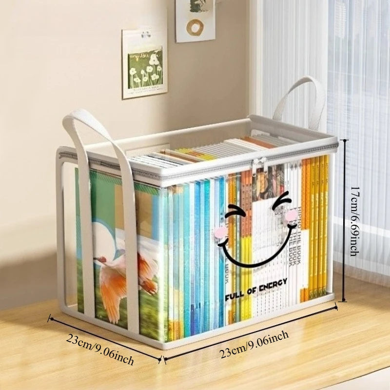 Large Square PVC Storage Box with Smiley Lid – Clear Organizer Bin Storage Organizer Box Axl white AngelSmile1pc