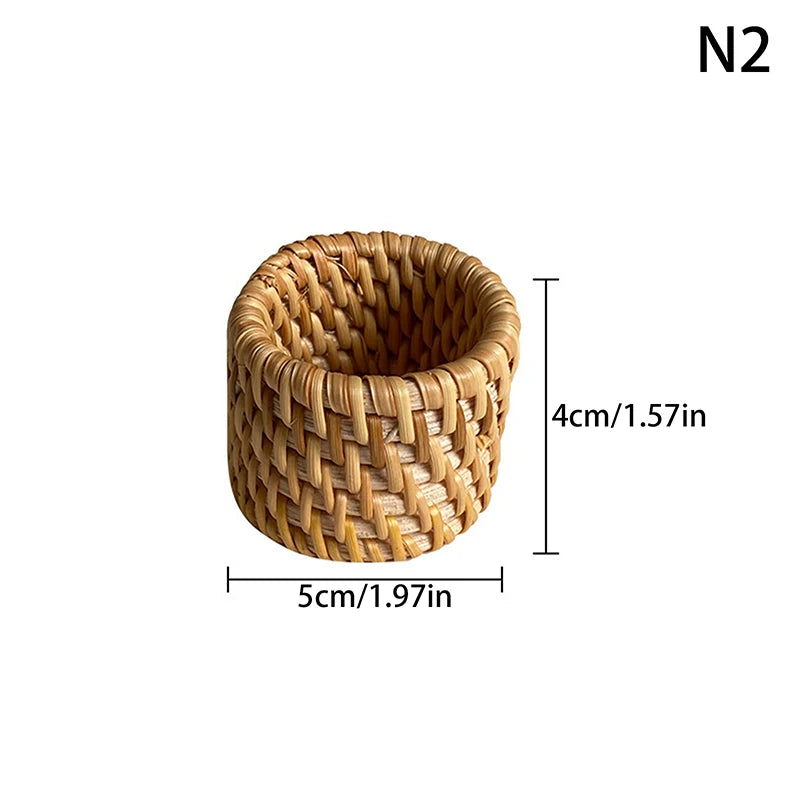 Handmade Rattan Napkin Rings | Rustic Woven Table Decor Rattan Napkin Rings Axl 2