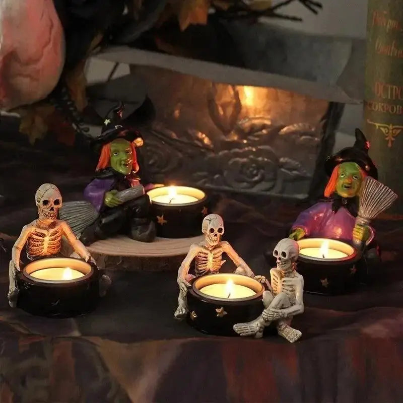 Halloween Skull Candle Holder – Resin Tea Light Cup Decor Skull Candle Holder Axl