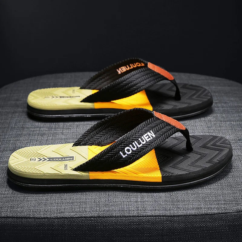 YBQJOO Men's Non-Slip Beach Flip Flops | EVA Casual Slippers Men's Flip Flops Axl L-217 orange 45