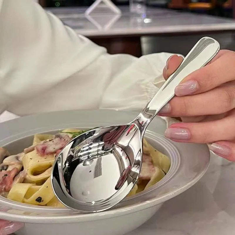Long-Handle Stainless Steel Dinner Spoon – Stirring & Serving Dinner Spoon Axl A1