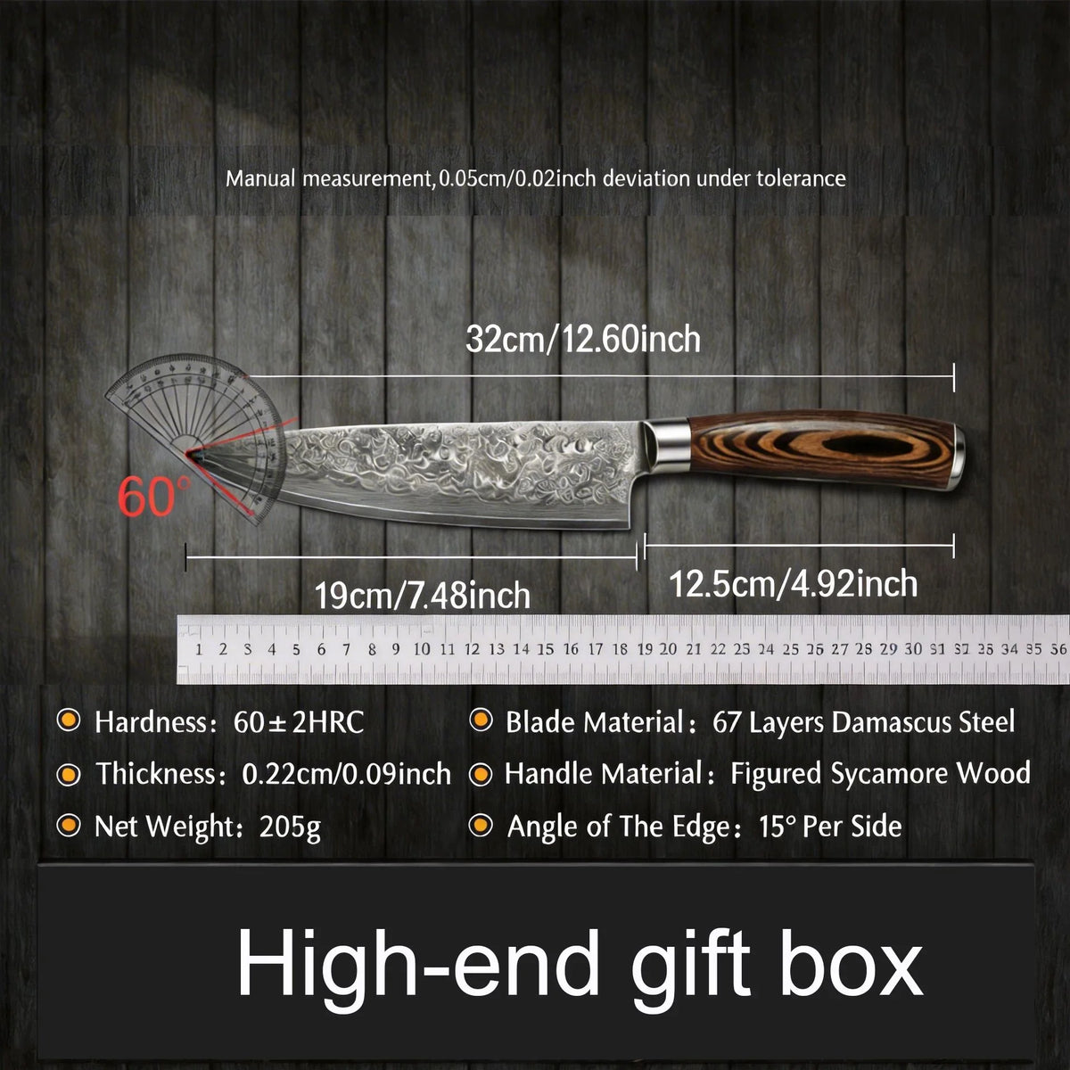 67-Layer Damascus Steel Cleaver Knife | Japanese Gift Set Damascus Kitchen Knife Axl
