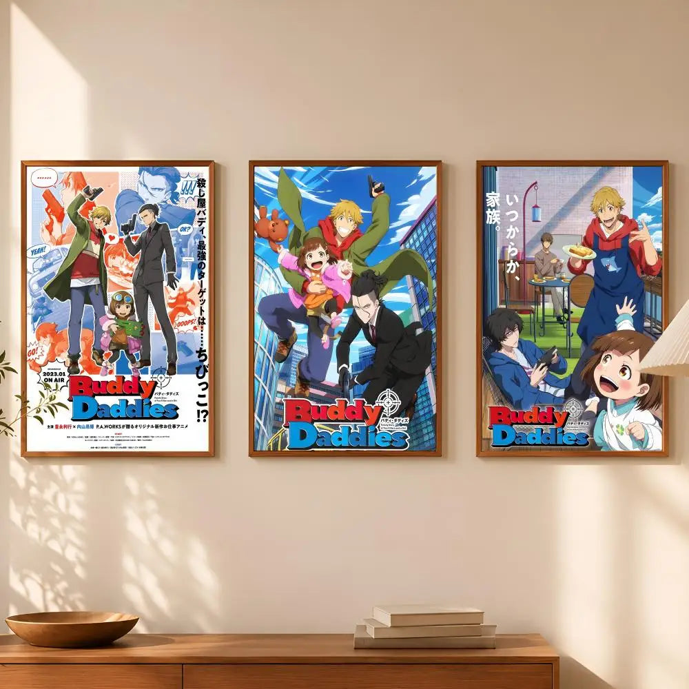 Buddy Daddies Anime Poster – Self-Stick HD Waterproof Wall Art Anime Wall Poster Axl