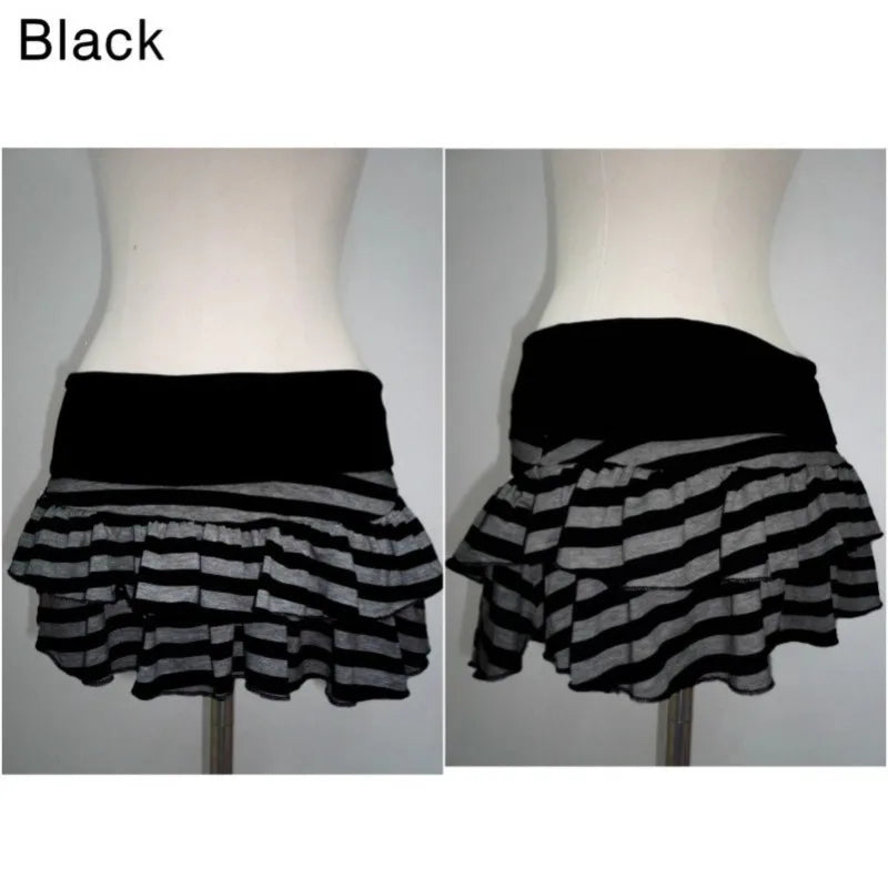 Y2K Striped Color Block A-Line Mini Skirt | Women's Street Style Mini Skirt Axl