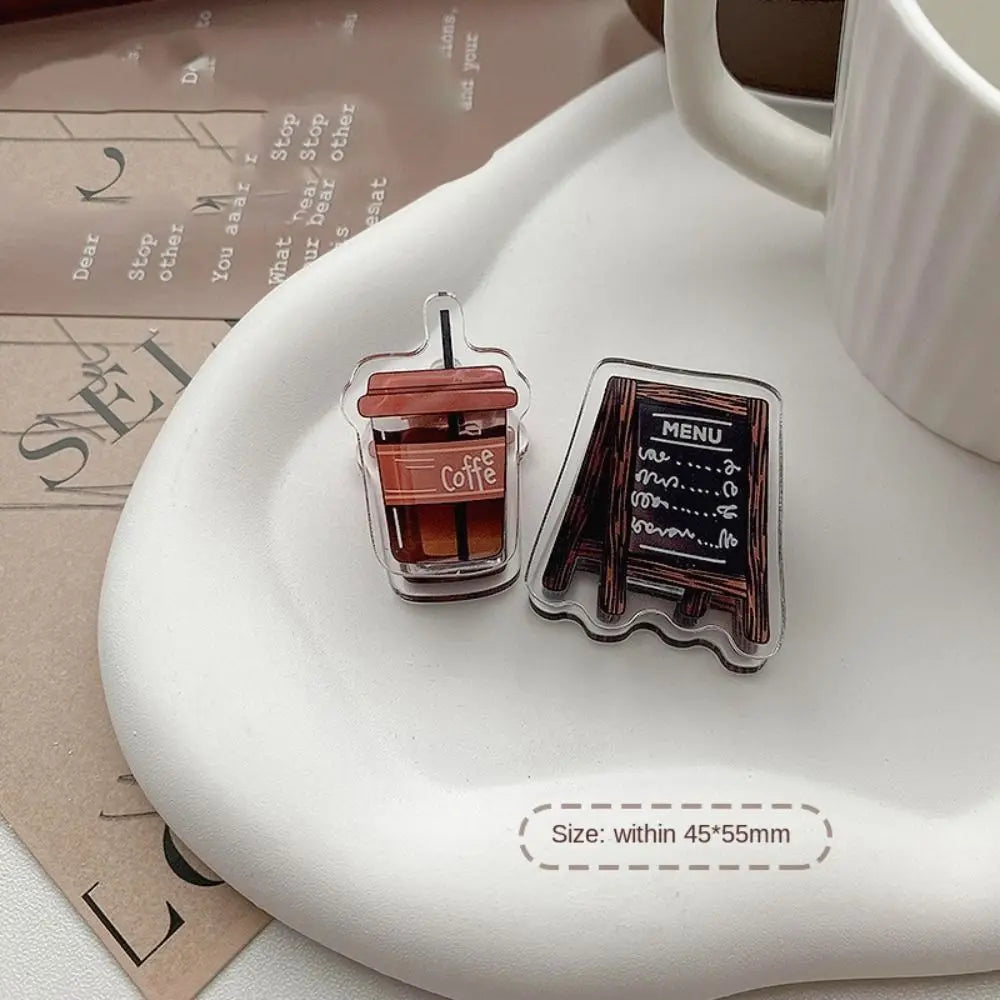 Kawaii Coffee Acrylic Binder Clips – Cute Vintage Paper Clips Set Acrylic Paper Clips Axl style 1
