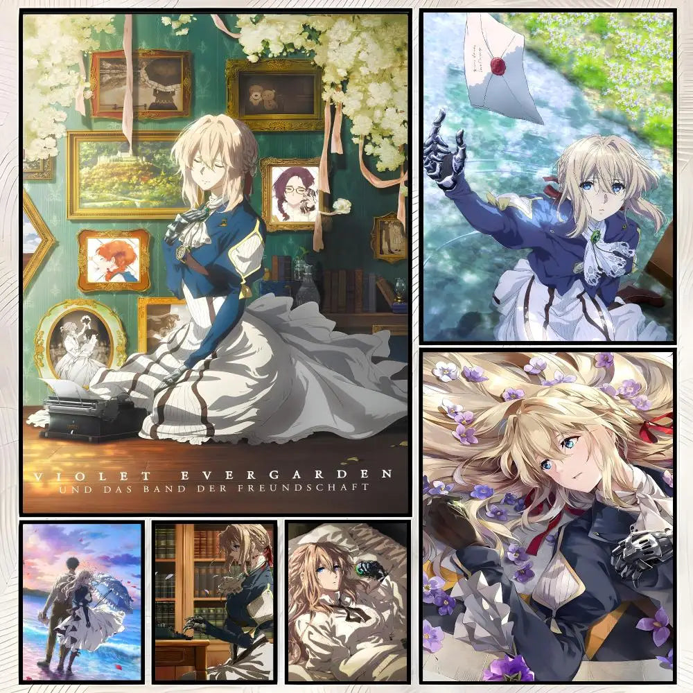 Violet Evergarden Anime Poster – Self-Stick HD Waterproof Wall Art Anime Wall Poster Axl
