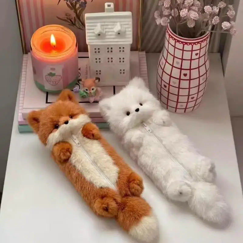 Cartoon Plush Pencil Case – Cute Animal Stationery Pouch Plush Pencil Case Axl