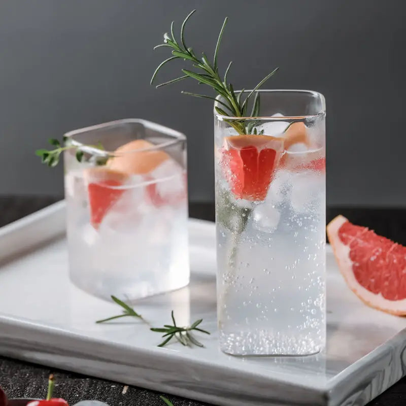 KEMORELA Square Borosilicate Glass – Large Capacity Drink Cup Borosilicate Drinking Glass Axl