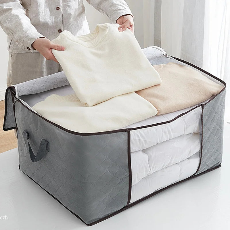 Foldable Quilt & Bedding Storage Bag – Large Non-Woven Organizer Bedding Storage Bag Axl