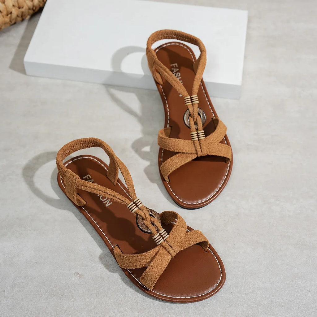 Women's Bohemian Flat Sandals – Soft Sole Slip-On Summer Shoes Flat Sandals Axl