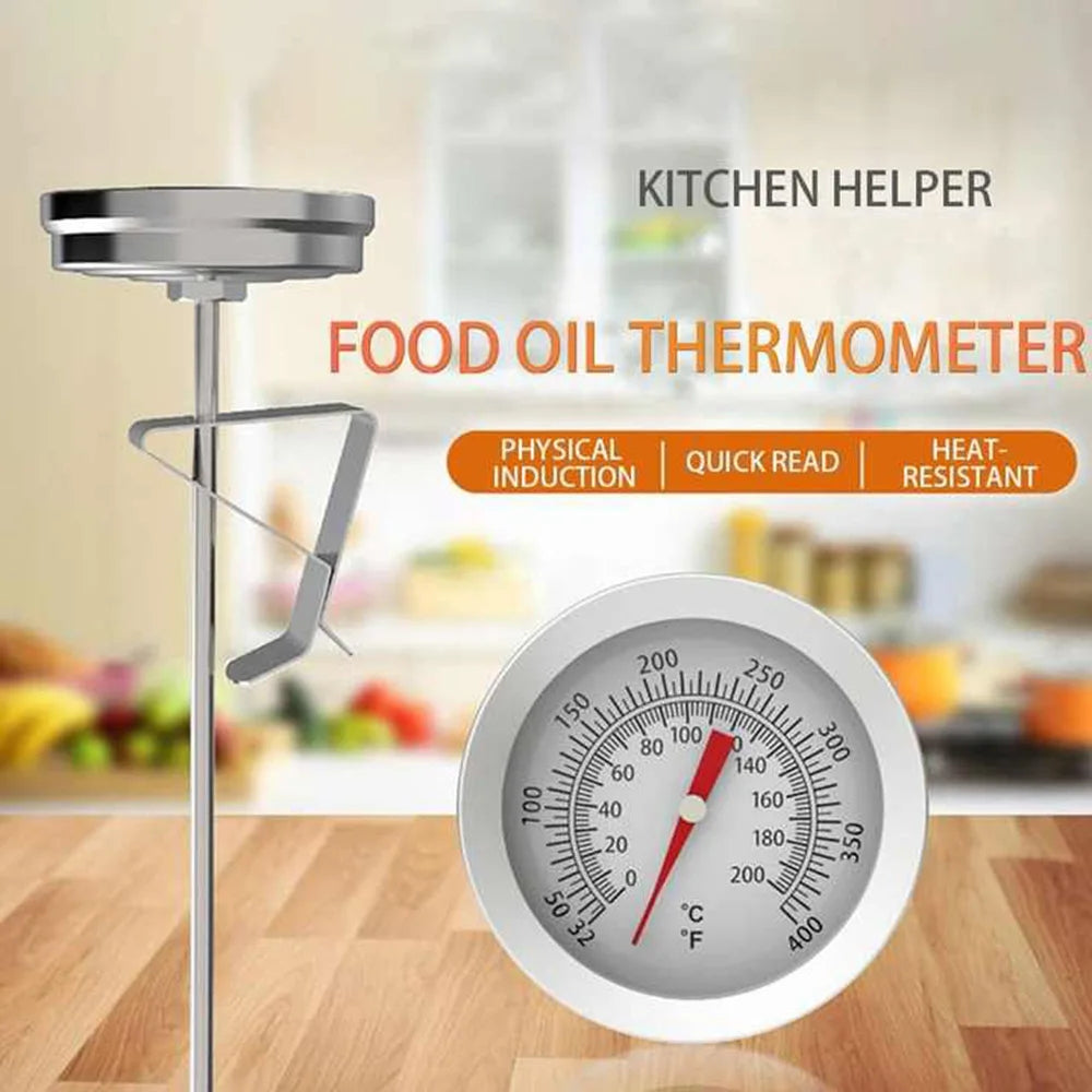 Analog Deep Fry Thermometer 0–200°C | Stainless Steel & Pot Clip Cooking Thermometer Axl
