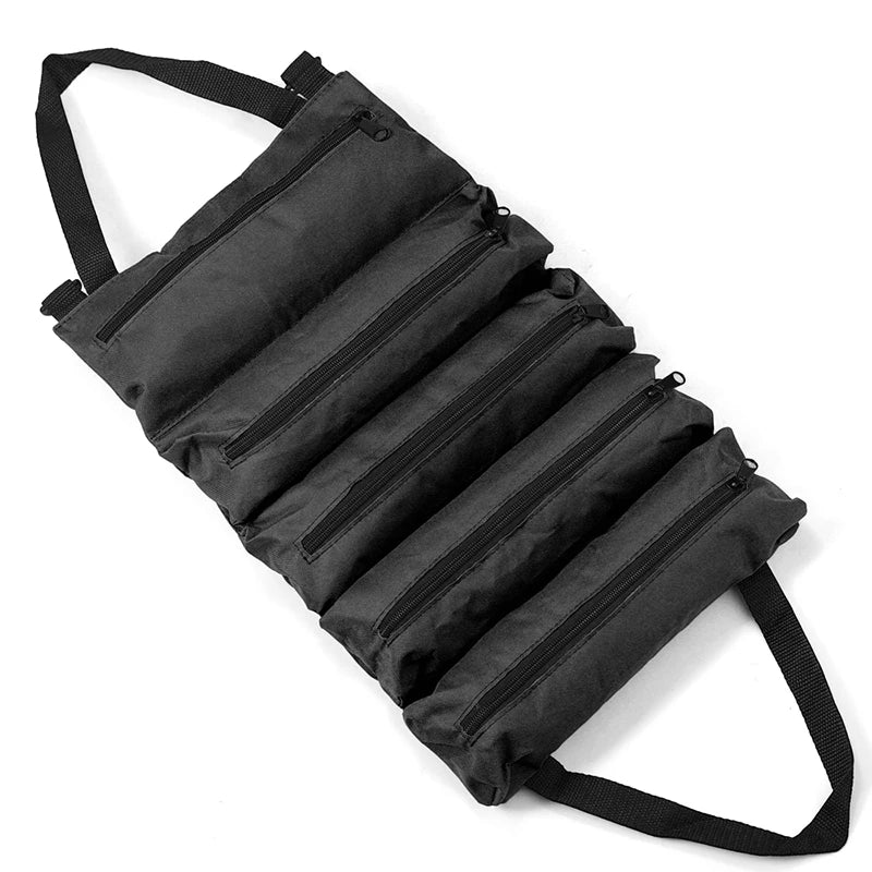 Roll-Up Tool Bag – Multi-Pocket Oxford Cloth Organizer Pouch Tool Organizer Bag Axl Black