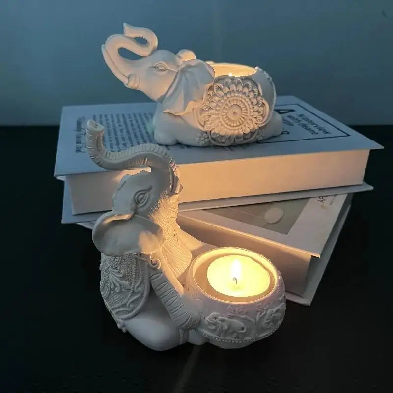 Elephant Trunks Up Tealight Candle Holder – Resin Home Decor Tealight Candle Holder Axl