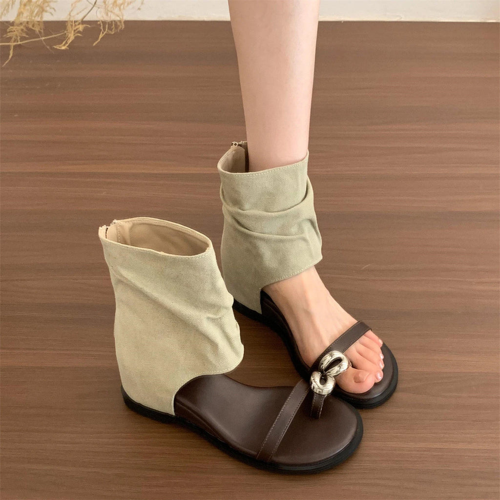 Women's Open-Toe Mid-Calf Height-Increasing Roman Sandal Boots Sandal Boots Axl