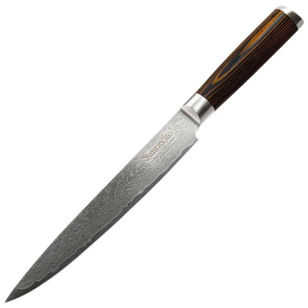 Sunnecko 8" Damascus Steel Slicing Knife – 73-Layer VG10 Damascus Slicing Knife Axl Slicer A China Mainland 8 inch