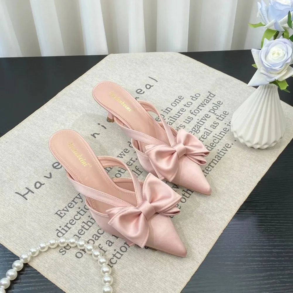 VKJF Fairy Bow High Heel Slippers for Women | Summer Style High Heel Slippers Axl 35 Pink