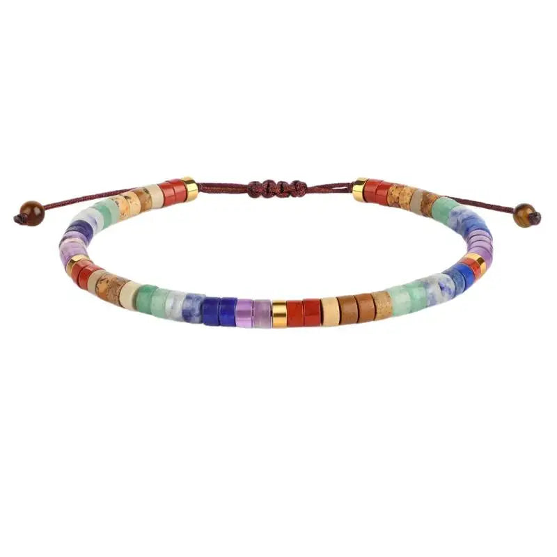 7 Chakra Natural Stone Beaded Bracelet – Woven Women's Jewelry Beaded Charm Bracelet Axl