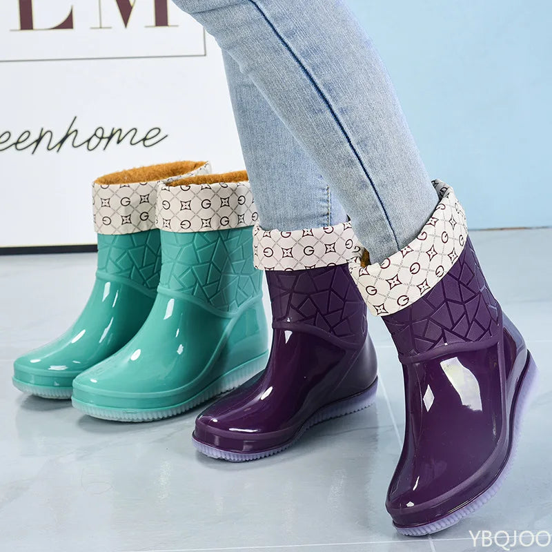 Women's Waterproof Mid-Calf Rain Boots – Anti-Slip Wedge Women's Rain Boots Axl