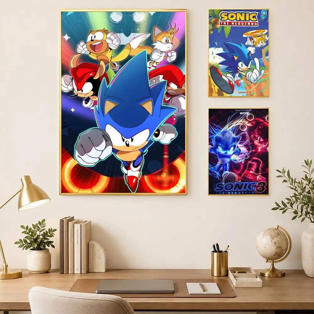 Sonic Character Self-Stick HD Wall Poster – Waterproof Room Decor Wall Art Poster Axl